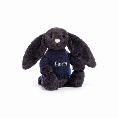 Jellycat Bashful Inky Konijn with Navy Jumper | NV2415398